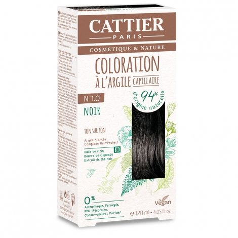 Cattier Coloration Capillaire Naturelle et Vegan N°1 Noir 120ml pas cher, discount