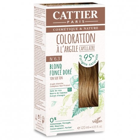 Cattier Coloration Capillaire Naturelle et Vegan N°6.3 Blond Foncé Doré 120ml pas cher, discount