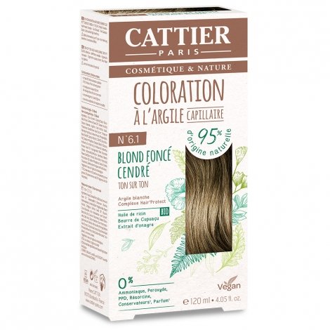 Cattier Coloration Capillaire Naturelle et Vegan N°6.1 Blond Foncé Cendré 120ml pas cher, discount
