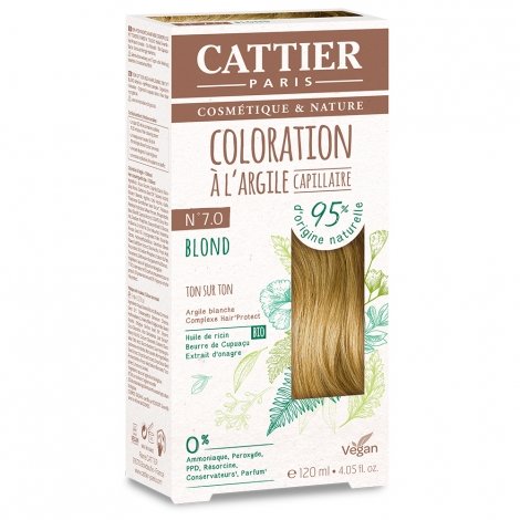 Cattier Coloration Capillaire Naturelle et Vegan N°7 Blond 120ml pas cher, discount