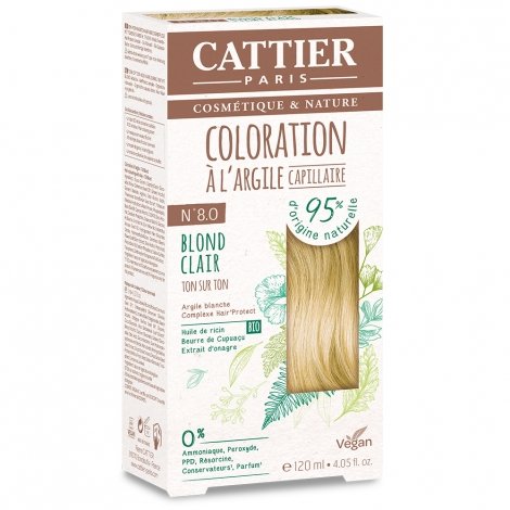 Cattier Coloration Capillaire Naturelle et Vegan N°8 Blond Clair 120ml pas cher, discount