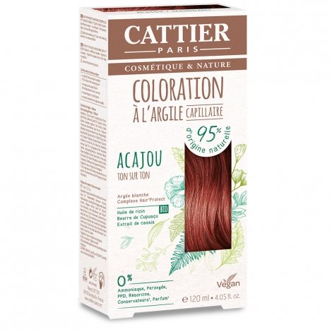 Cattier Coloration Capillaire Naturelle et Vegan Acajou 120ml pas cher, discount