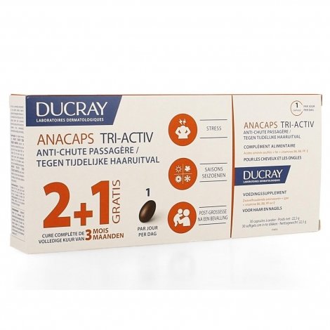 Ducray Anacaps Tri-Activ Anti-Chute Passagère 3x30 capsules pas cher, discount