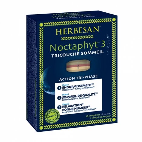 Herbesan Noctaphyt 3 Tricouche Sommeil 15 comprimés pas cher, discount