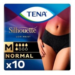 Tena Silhouette Normal Taille Basse Noir Taille M 10 pièces