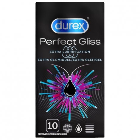 Durex Perfect Gliss Extra Lubrification 10 préservatifs pas cher, discount