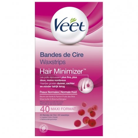 Veet Hair Minimizer Bande de Cire Peaux Normales 40 pièces pas cher, discount