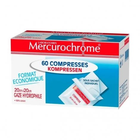 Mercurochrome Compresses 20x20cm 60 pièces pas cher, discount