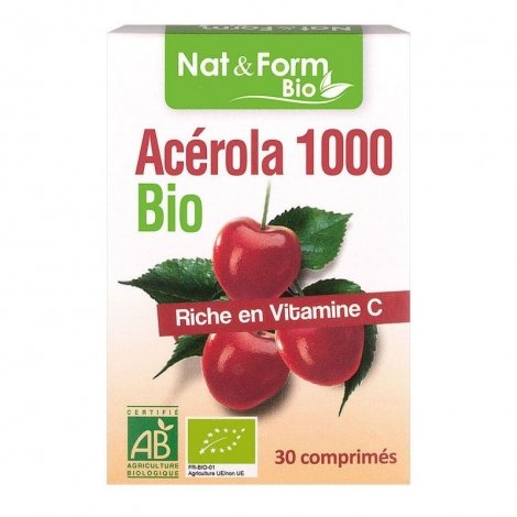 Nat & Form Acérola 1000 Bio 30 comprimés pas cher, discount