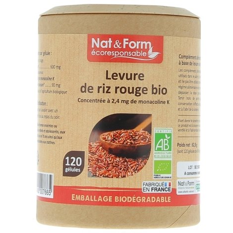 Nat & Form Ecoresponsable Levure de Riz Rouge Bio 120 gélules pas cher, discount
