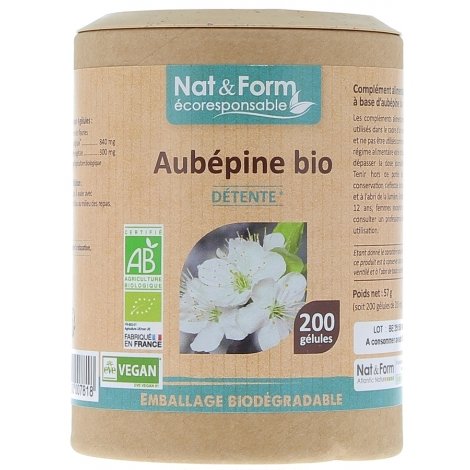 Nat & Form Ecoresponsable Aubépine Détente Bio 200 gélules pas cher, discount