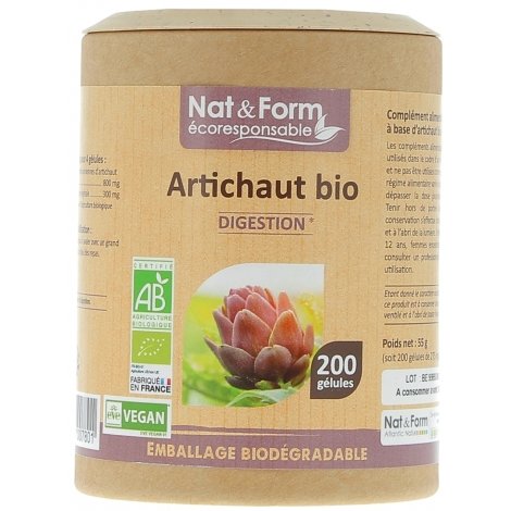 Nat & Form Ecoresponsable Artichaut Digestion Bio 200 gélules pas cher, discount