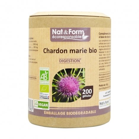 Nat & Form Ecoresponsable Chardon Marie Digestion Bio 200 gélules pas cher, discount