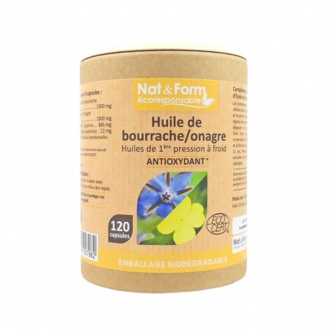 Nat & Form Ecoresponsable Huile de Bourrache/Onagre Antioxydant 120 capsules pas cher, discount