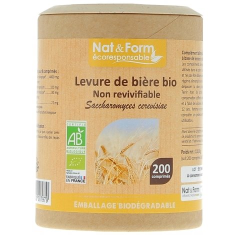 Nat & Form Ecoresponsable Levure de Bière Non Revivifiable Bio 200 comprimés pas cher, discount
