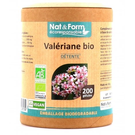 Nat & Form Ecoresponsable Valériane Détente Bio 200 gélules pas cher, discount