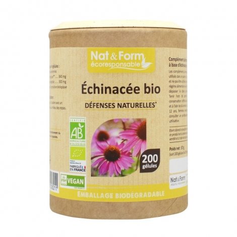 Nat & Form Ecoresponsable Échinacée Défenses Naturelles Bio 200 gélules pas cher, discount