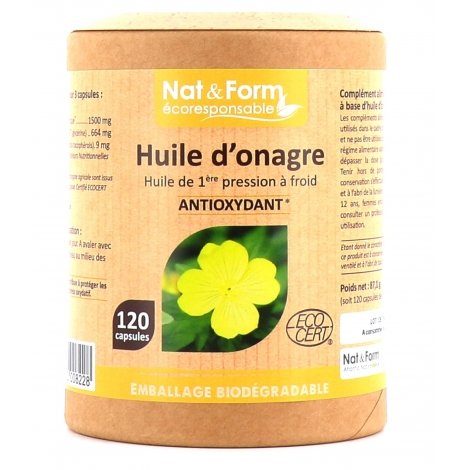 Nat & Form Ecoresponsable Huile d'onagre Antioxydant 120 capsules pas cher, discount