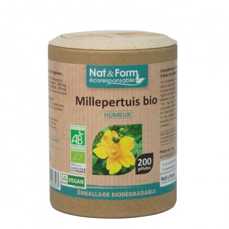 Nat & Form Ecoresponsable Millepertuis Humeur Bio 200 gélules pas cher, discount