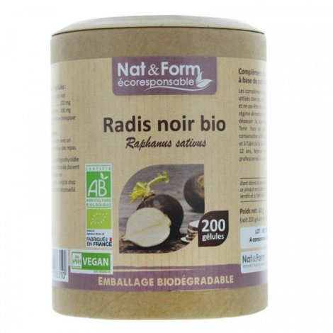 Nat & Form Ecoresponsable Radis Noir Bio 200 gélules pas cher, discount