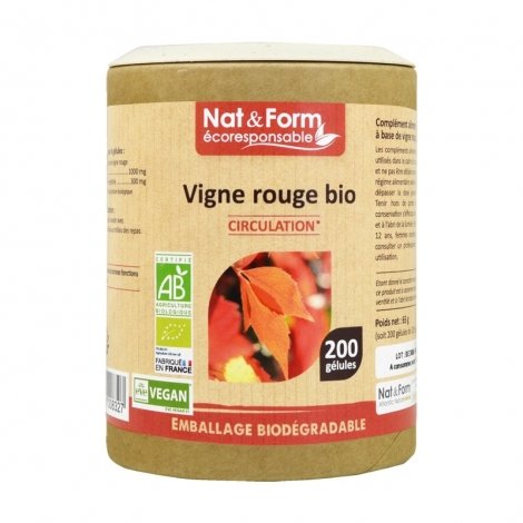 Nat & Form Ecoresponsable Vigne Rouge Circulation Bio 200 gélules pas cher, discount