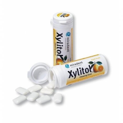 Miradent Xylitol Chewing Gum Fruits Frais 30 gommes pas cher, discount