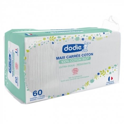 Dodie Maxi Carrés Coton Bio 60 pièces pas cher, discount