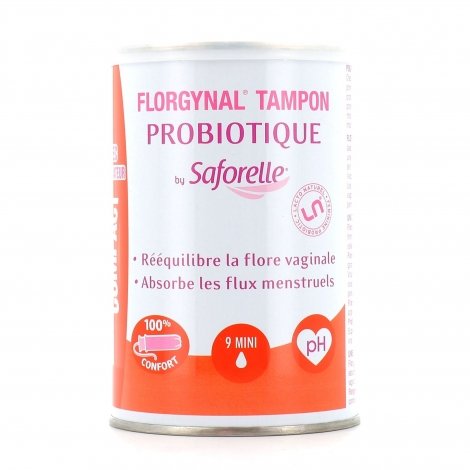 Saforelle Florgynal Tampon Probiotique Mini avec Applicateur Compact 9 pièces pas cher, discount
