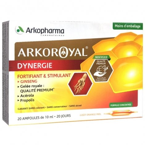 Arkopharma Arkoroyal Dynergie Fortifiant Stimulant Goût Orange & Miel 20 ampoules pas cher, discount