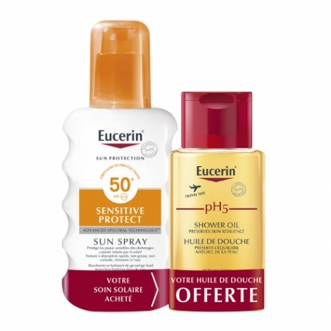 Eucerin Sensitive Protect Spray Solaire SPF50+ 200ml + pH5 Huile de Douche 100ml OFFERTE pas cher, discount