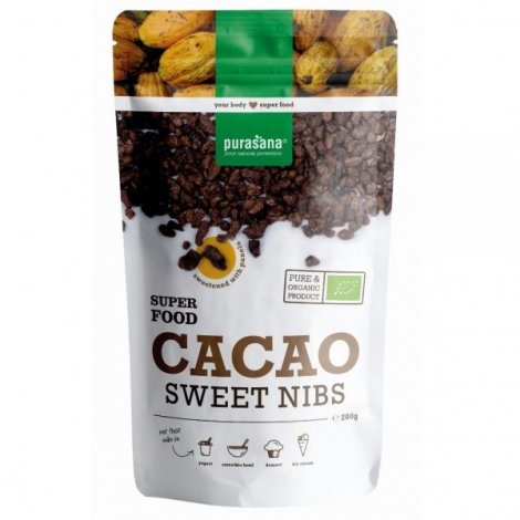 Purasana Super Food Éclats de Fèves de Cacao Sucrées Bio 200g pas cher, discount