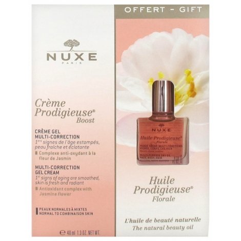 Nuxe Coffret Crème Prodigieuse Boost Crème Gel Multi-Correction 40ml + Huile Prodigieuse Florale 10ml OFFERTE pas cher, discount