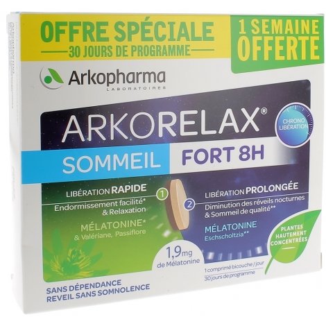 Arkopharma Arkorelax Sommeil Fort 8h 30 comprimés pas cher, discount