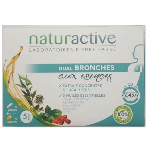 Naturactive Dual' Bronches Aux Essences 10 gélules + 10 capsules pas cher, discount