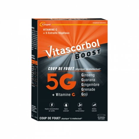 VitascorbolBoost 5G Goût Cassis 20 ampoules de 10ml pas cher, discount