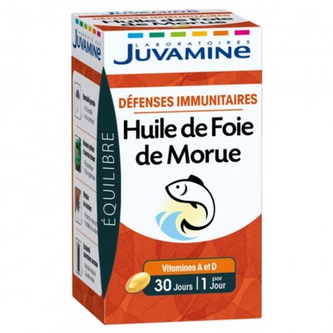 Juvamine Défenses Immunitaires Huile de Foie de Morue 30 capsules pas cher, discount