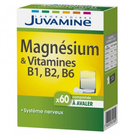 Juvamine Magnésium & Vitamines B1, B2, B6 60 comprimés à avaler pas cher, discount