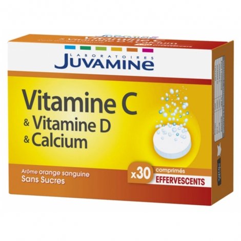 Juvamine Vitamine C & Vitamine D & Calcium 30 comprimés effervescents pas cher, discount