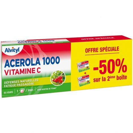 Alvityl Acerola 1000 Vitamine C 2 x 30 comprimés à croquer pas cher, discount