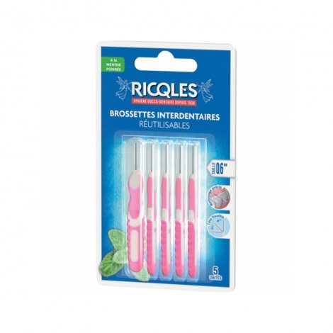 Ricqles Brossettes Interdentaires Réutilisables 0,6mm 5 unités pas cher, discount