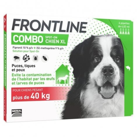 Frontline Combo Spot-on Chiens XL Plus de 40 Kg x 4 Pipettes 4,02 ml pas cher, discount