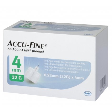 Accu-Fine Aiguilles Stériles pour Stylos à Insuline 0.25mm (32G) x 4mm 100 pièces pas cher, discount