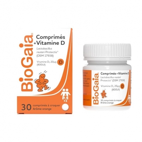 BioGaia Vitamine D Flore Intestinale Arôme Orange x30 Comprimés pas cher, discount