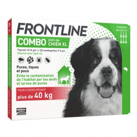 Frontline Combo Spot On Chien XL 40-60kg 6 pipettes pas cher, discount