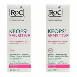 Roc Keops Sensitive Soin Déodorant à Bille Peau Fragile 48H 2 x 30ml