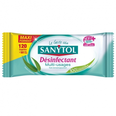 Sanytol Désinfectant Lingettes Multi-Usages 120 pièces pas cher, discount