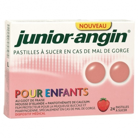 Junior Angin Goût Fraise 24 pastilles à sucer pas cher, discount