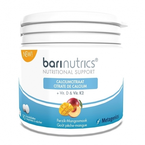 Metagenics BariNutrics Citrate de Calcium Vit.D & Vit.K2 Goût Pêche-Mangue 90 comprimés à mâcher pas cher, discount