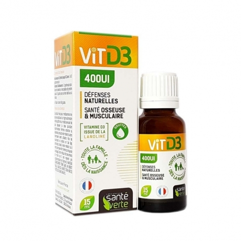 Santé Verte Vitamine D3 400UI Gouttes 15ml pas cher, discount