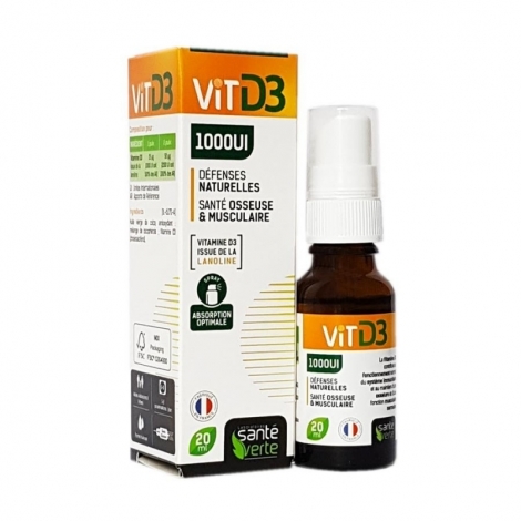 Santé Verte Vitamine D3 1000UI Spray 20ml pas cher, discount